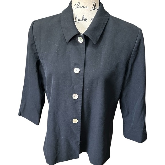 Austin Reed Black Button Front Wool Jacket  Sz 14 - Picture 4 of 11